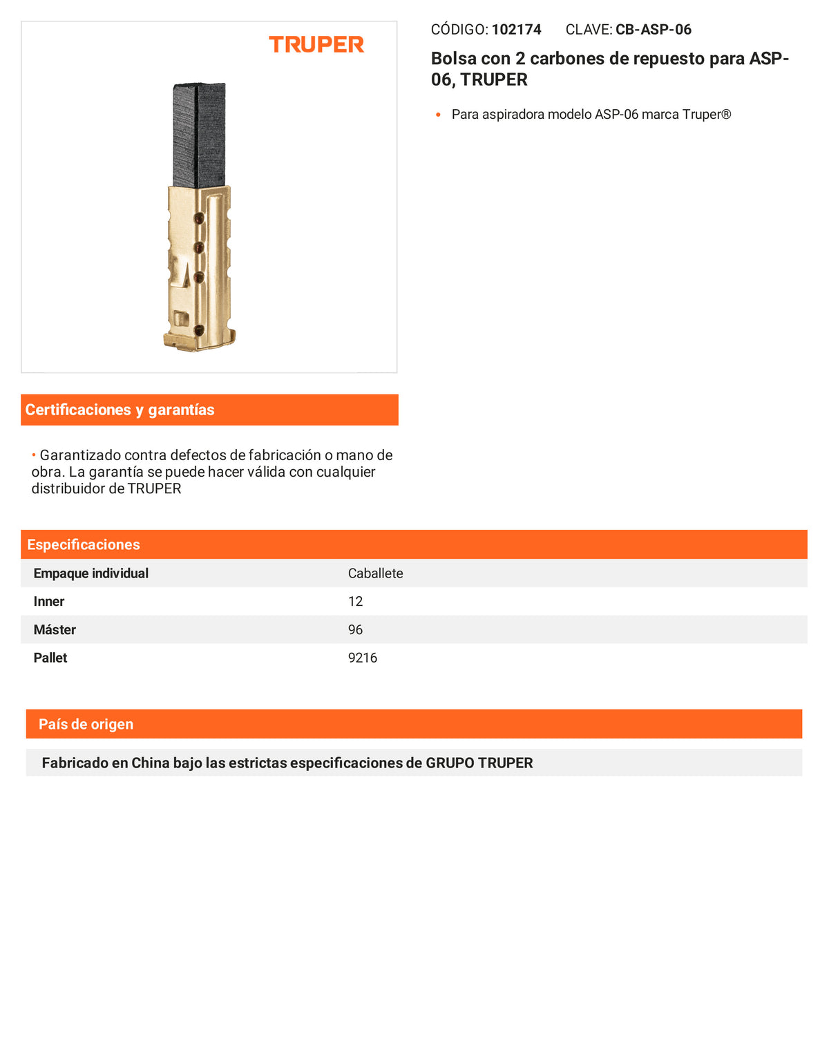 Ficha tecnica - 2 carbones para ASP-06 - SKU 102174