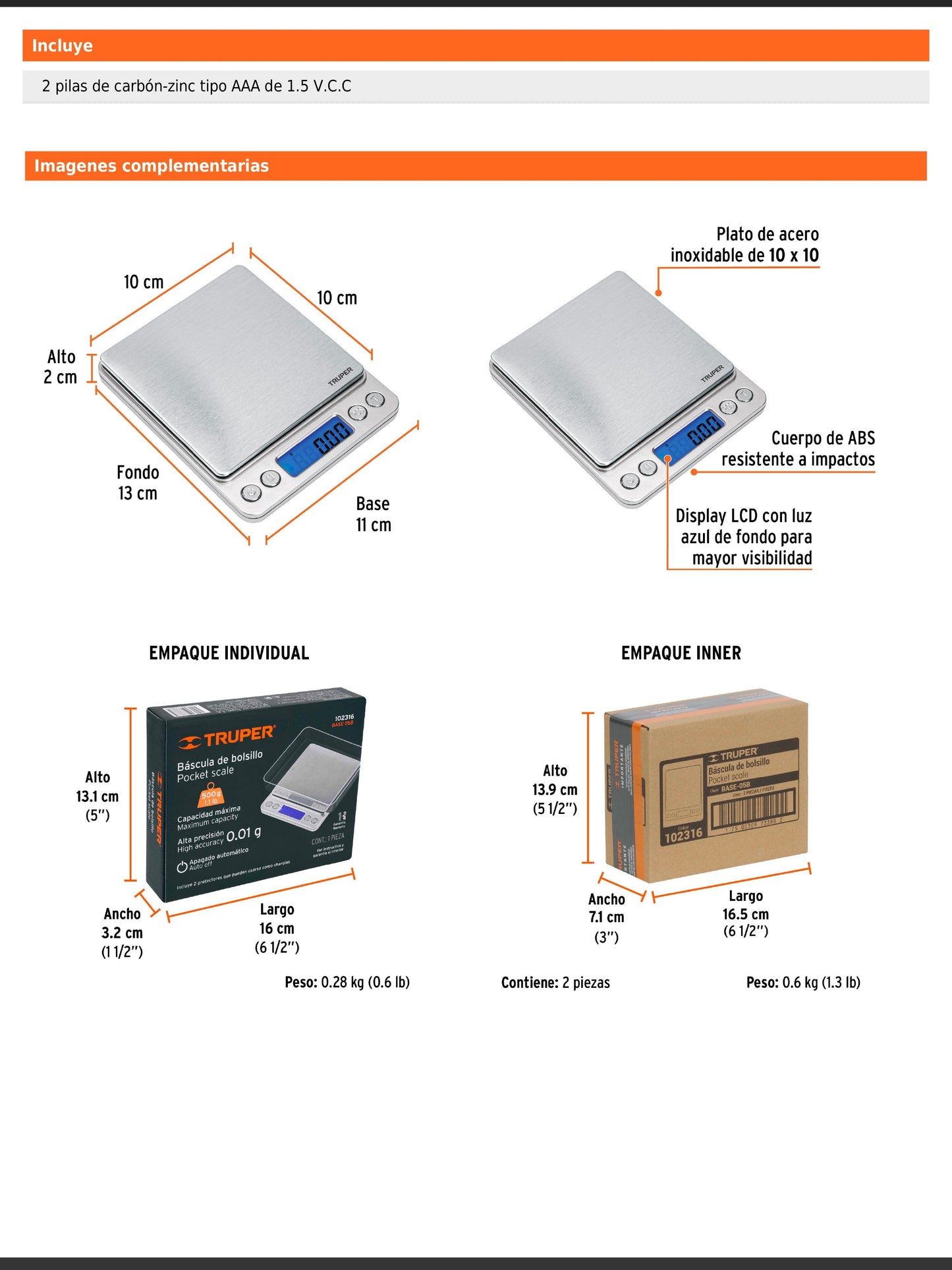 Báscula electrónica de precisión de bolsillo de 500 g