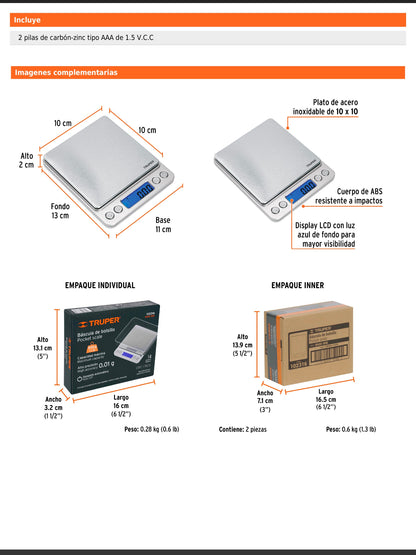 Báscula electrónica de precisión de bolsillo de 500 g