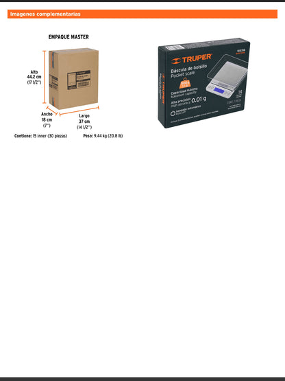 Báscula electrónica de precisión de bolsillo de 500 g