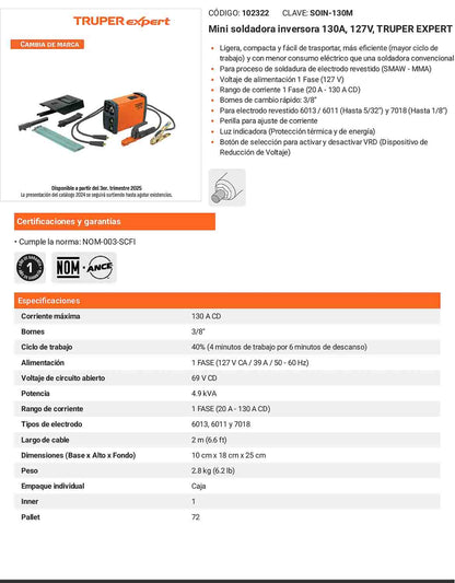 Mini soldadora inversora 130A de 127V