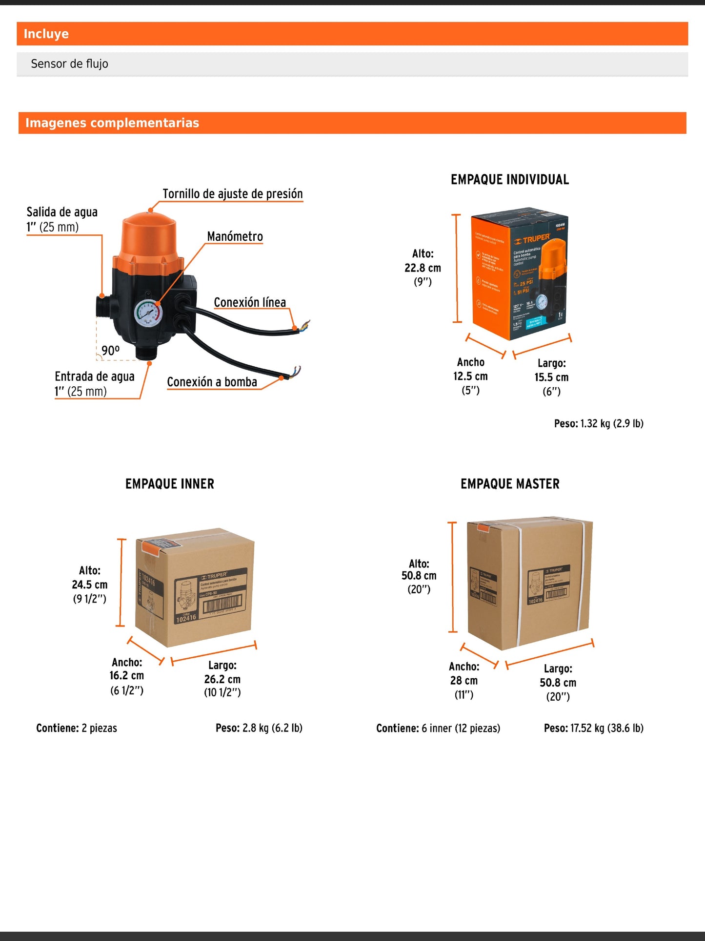 Control automático de presión de bombas para agua de 90 grados