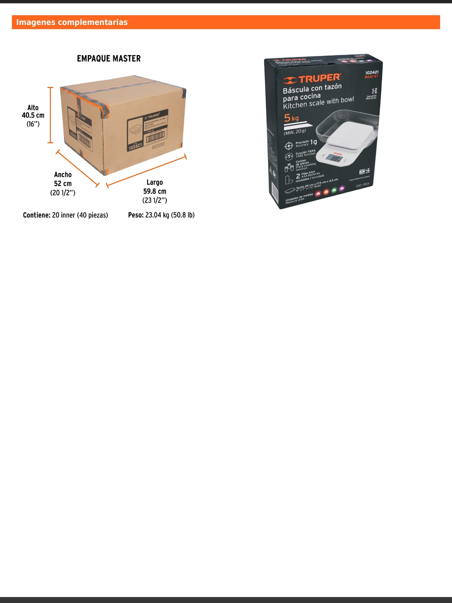 Báscula digital para cocina de 5 kg con tazón