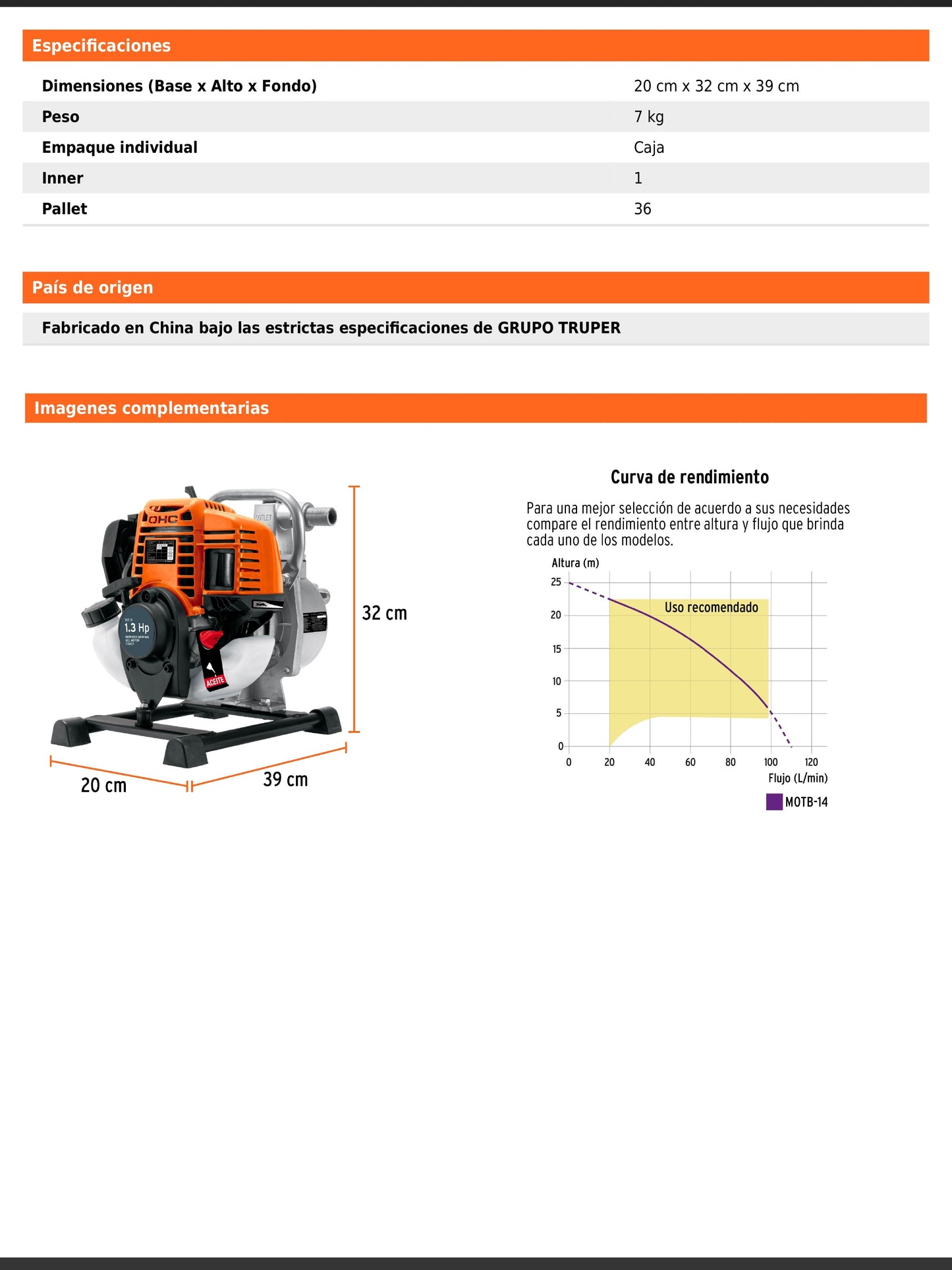Motobomba autocebante de 1 pulgada por 1 pulgada a gasolina de 1 1/3 HP agrícola