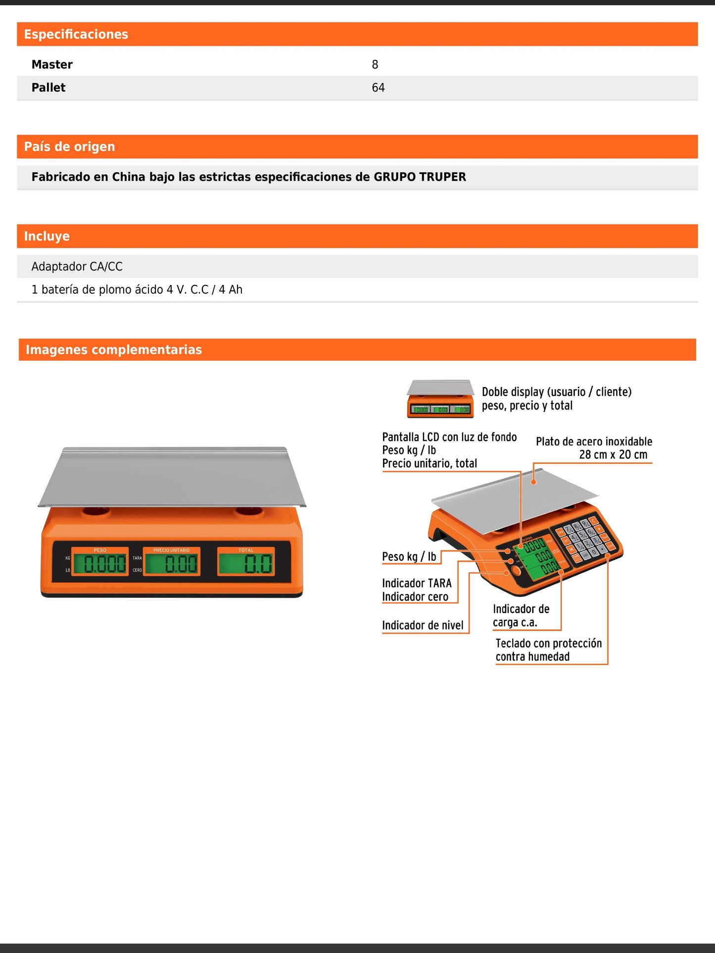 Báscula electrónica multifunciones de 20 kg
