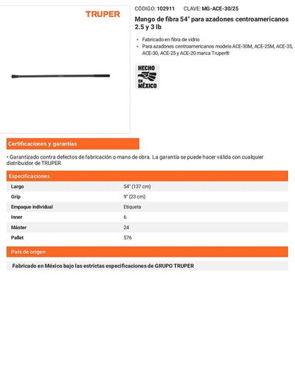 Mango Fibra 54 pulg Azadones Centroamericanos