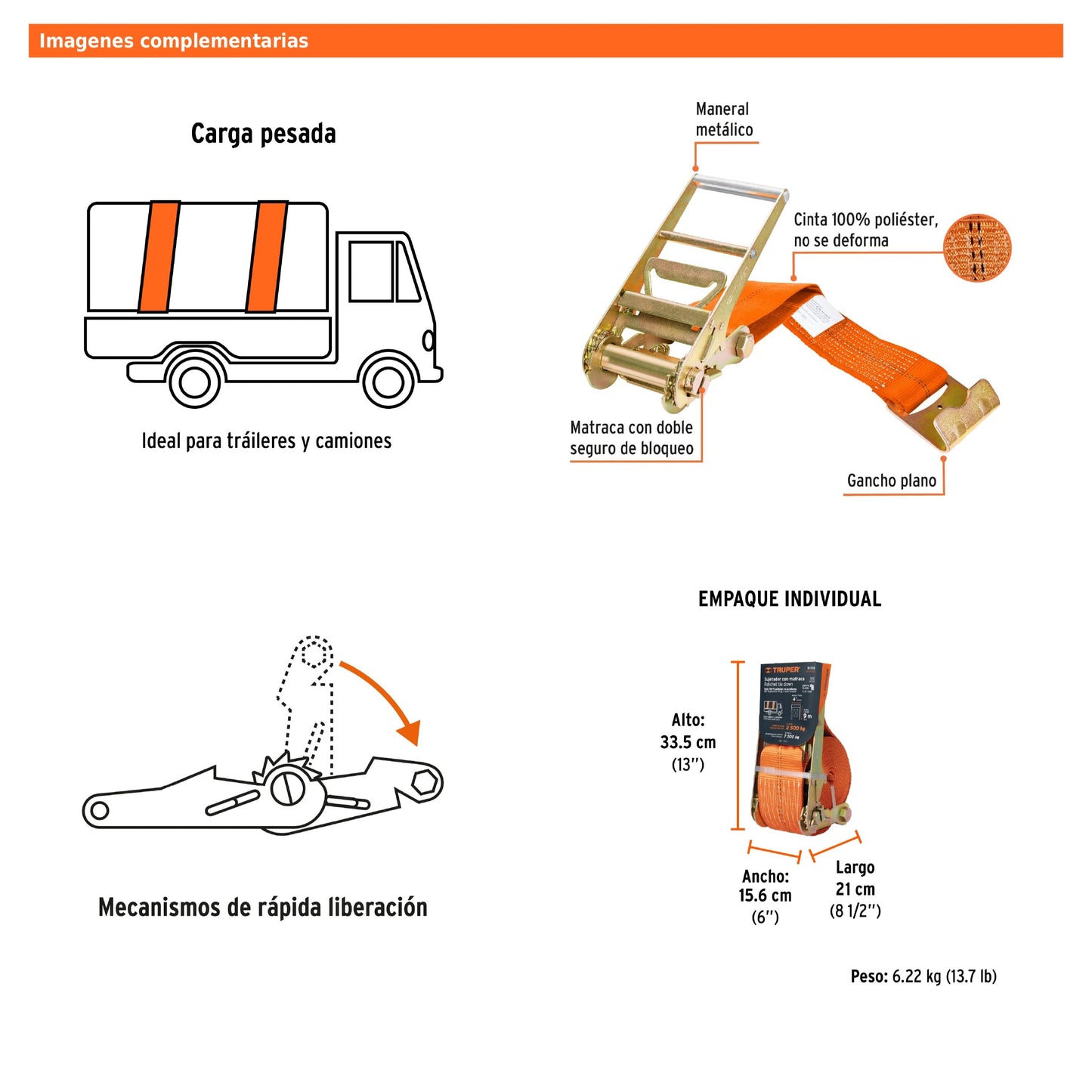 Sujetador con Matraca Carga Máxima 7500 kg