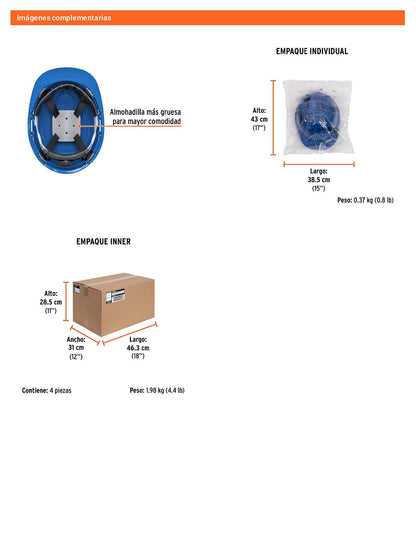 Casco de Seguridad Industrial con Ajuste de Matraca  Azul