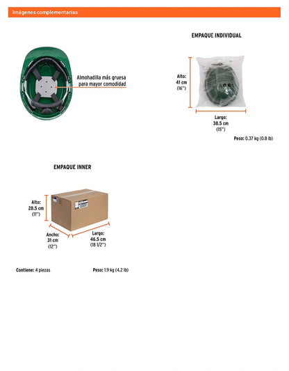 Casco de Seguridad Industrial con Ajuste de Matraca  Verde