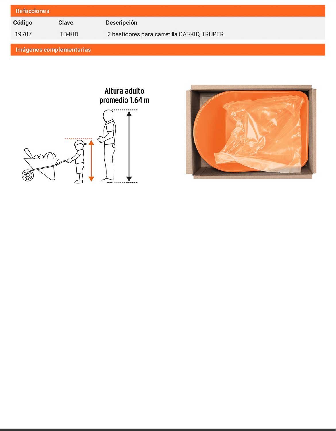 Carretilla para niños concha plástica