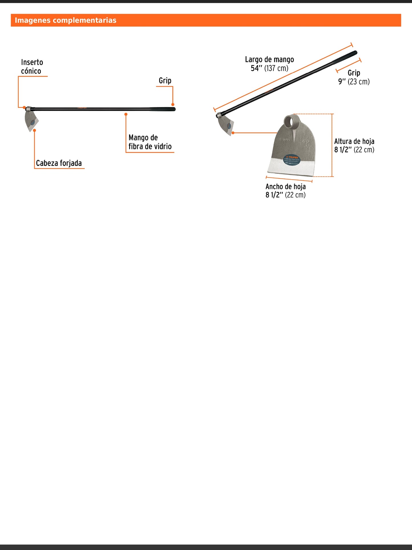 Azadón Lane No. 3 de 2.1 lb con mango de fibra de 137 cm