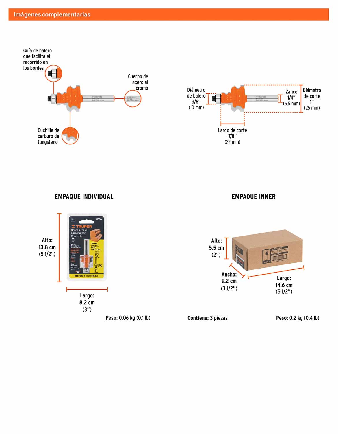 Broca router jovel 1" con balero