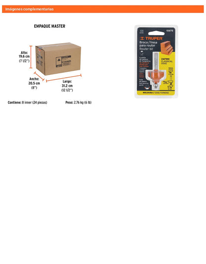 Broca para router zafiro 1-1/4" con balero