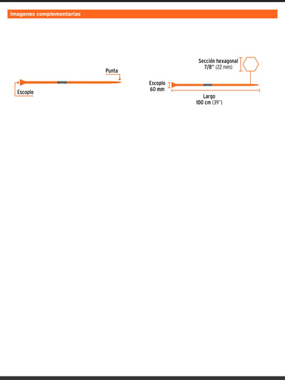 Barreta de punta de 7/8 in y 100 cm con escoplo de 60 mm