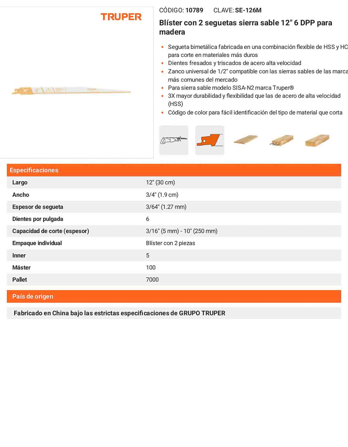 Blíster con 2 seguetas sierra sable 12pulg