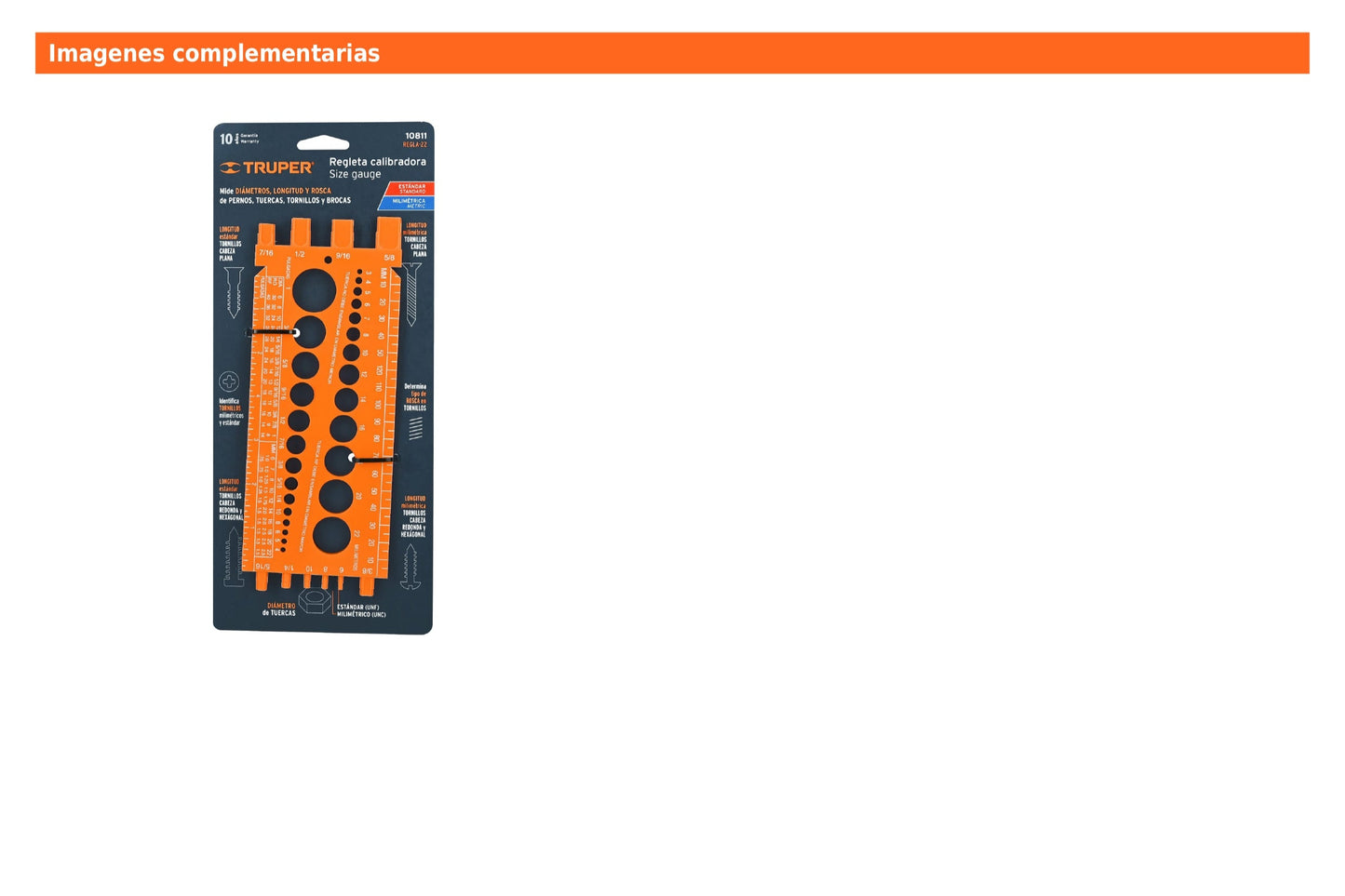 Regleta Medidora de Tuercas y Tornillos, 22 cm
