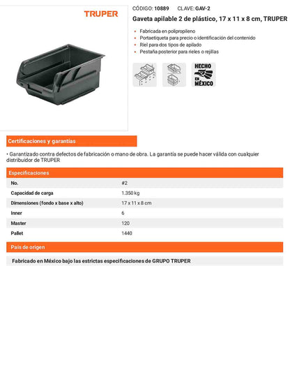 Gaveta apilable 2 de plástico