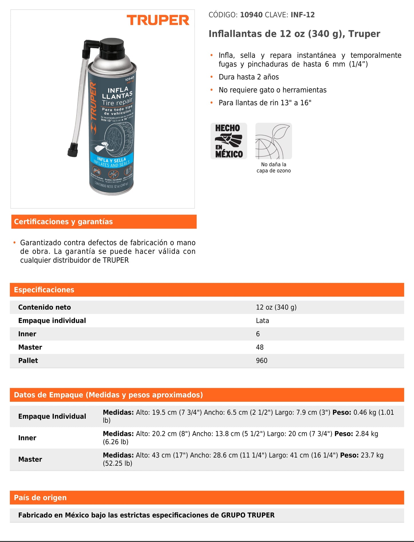 Inflallantas de 12 oz (340 g)