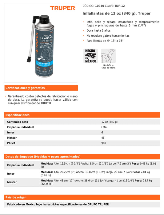 Inflallantas de 12 oz (340 g)