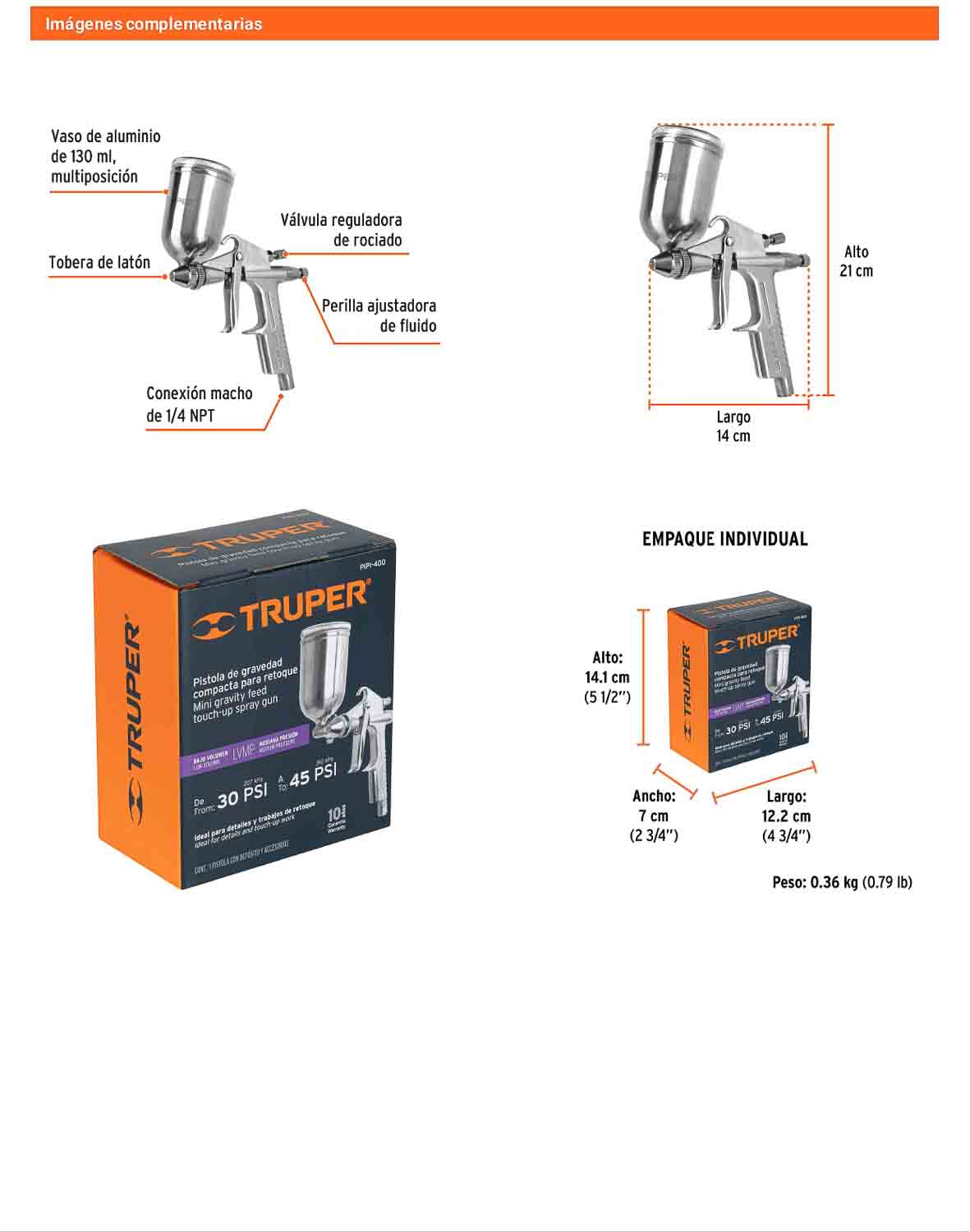 Pistola retoque LVMP 0.5 mm vaso aluminio