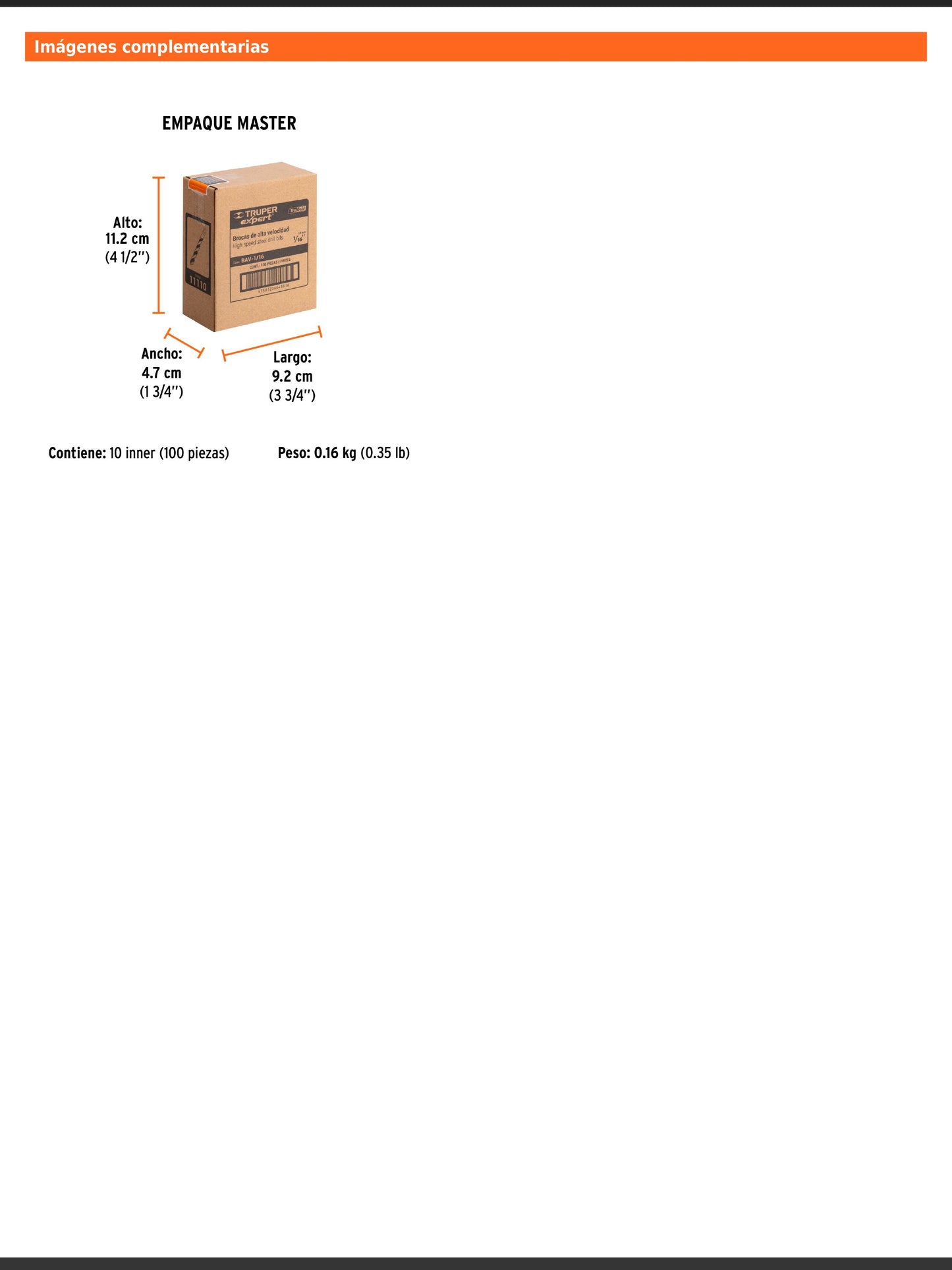 Broca HSS de 1/16 in con punta Split Point