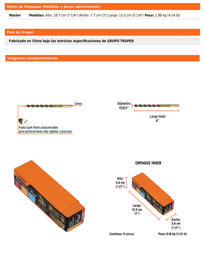 Broca HSS 15/64" Trugold para metal