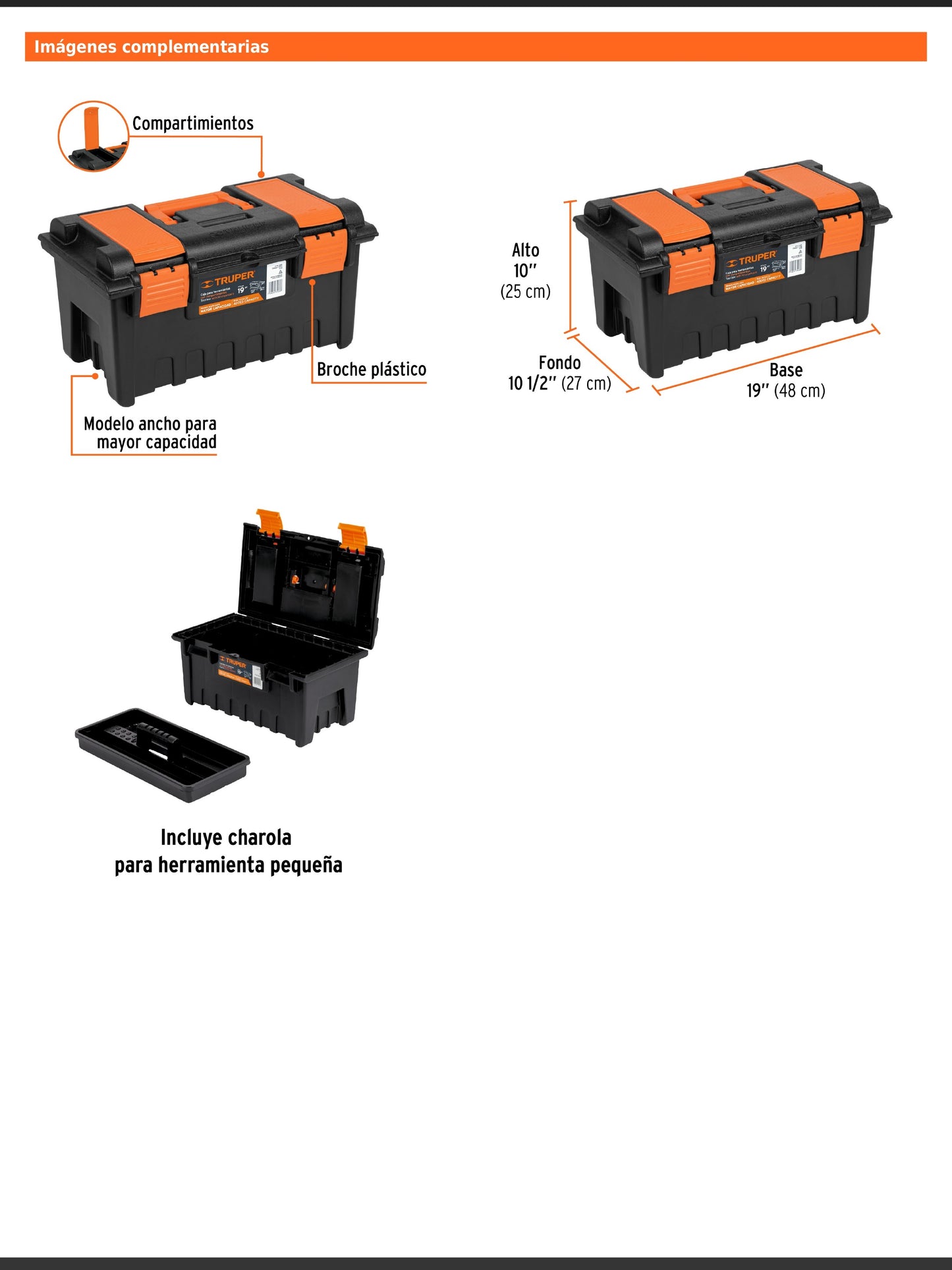 Caja para herramienta de 48 cm con compartimentos