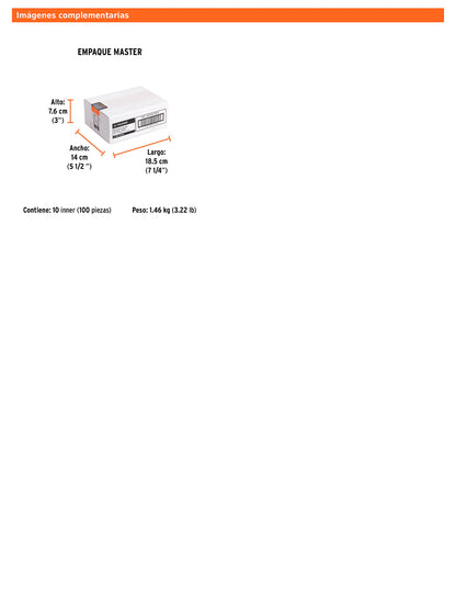 Broca para concreto de 3/16 x 4 in con punta de carburo de tungsteno