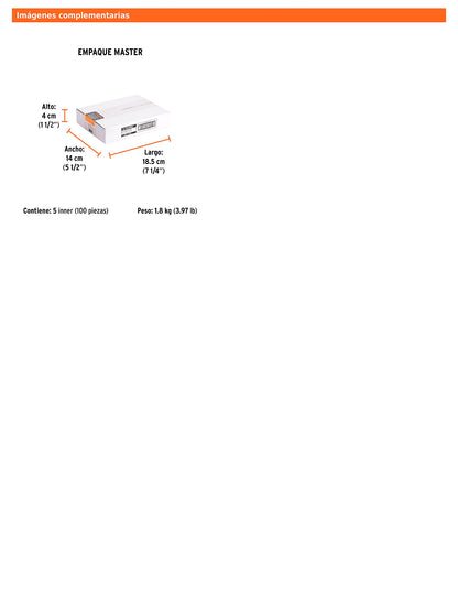 Broca para concreto de 1/4 x 4 in con punta de carburo de tungsteno