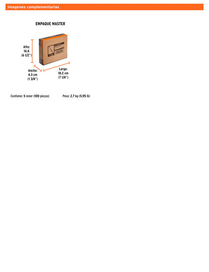 Broca para concreto de 1/4 x 6 in con punta de carburo de tungsteno