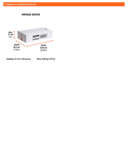 Broca para concreto de 1/4 x 12 in con punta de carburo de tungsteno
