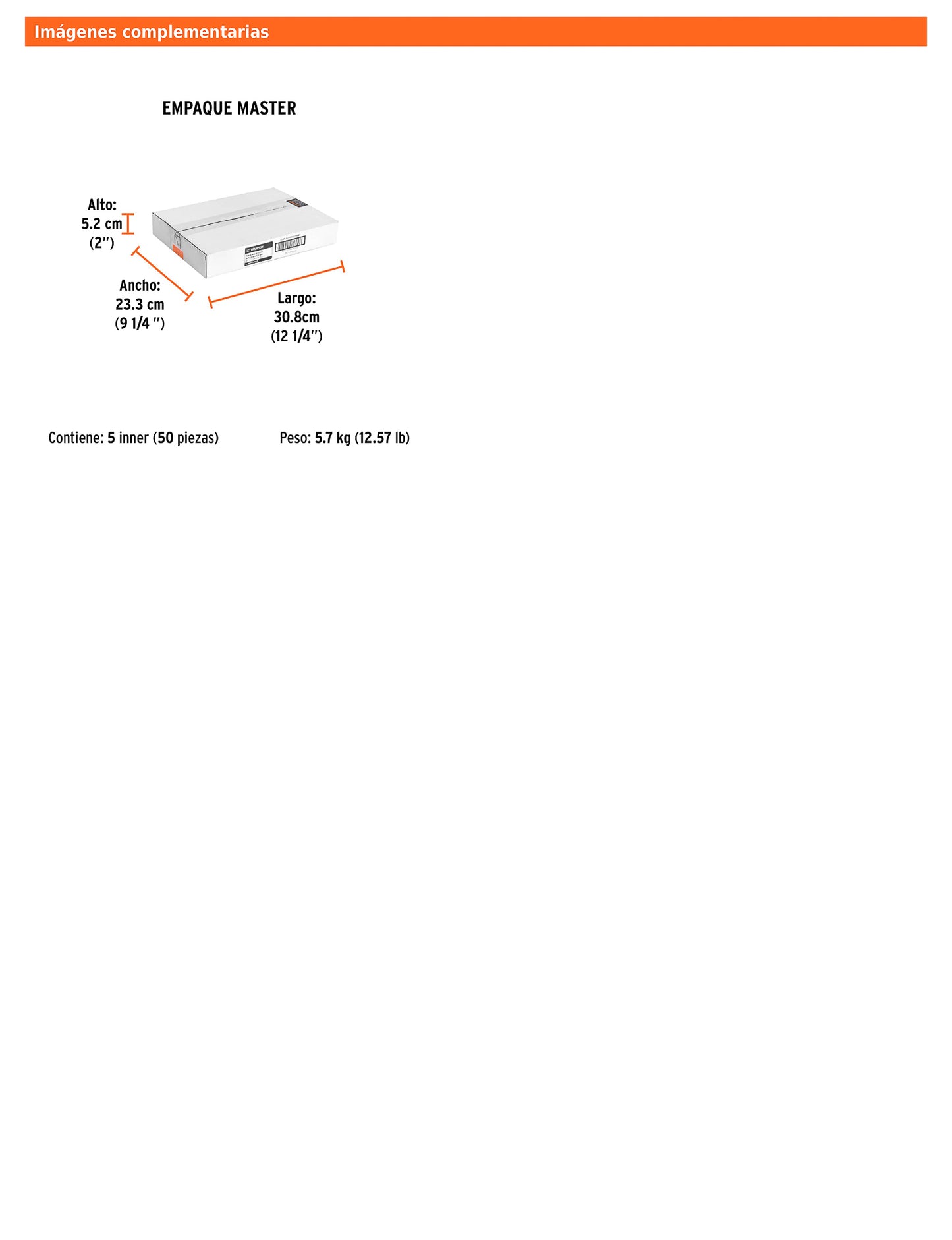 Broca para concreto de 3/8 x 12 in con punta de carburo de tungsteno
