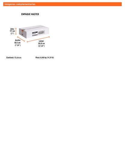Broca para concreto de 1 x 12 in con punta de carburo de tungsteno