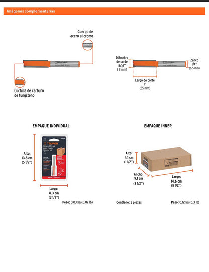 Broca para router recta 2 filos 5/16"