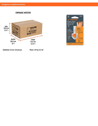 Broca para router corte en "V" 7/8"