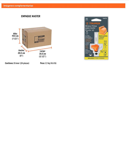 Broca para router redondeado con moldura 1-1/4"
