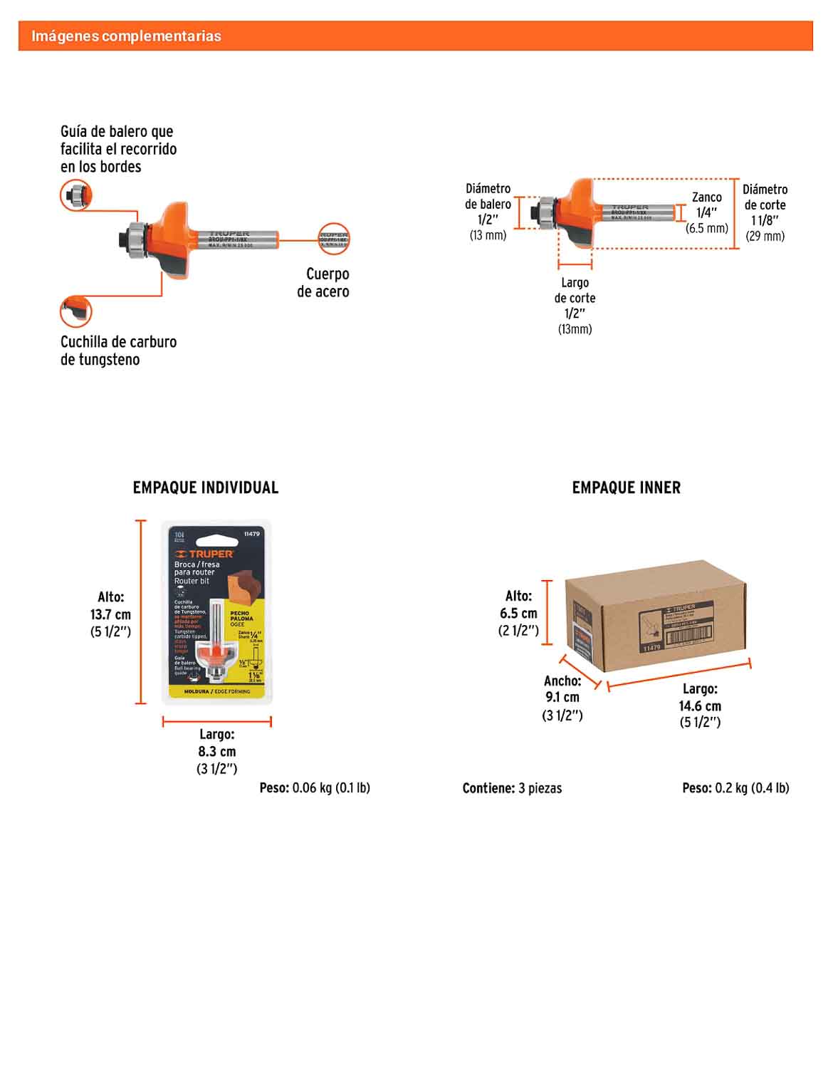 Broca para router pecho paloma 1-1/8"
