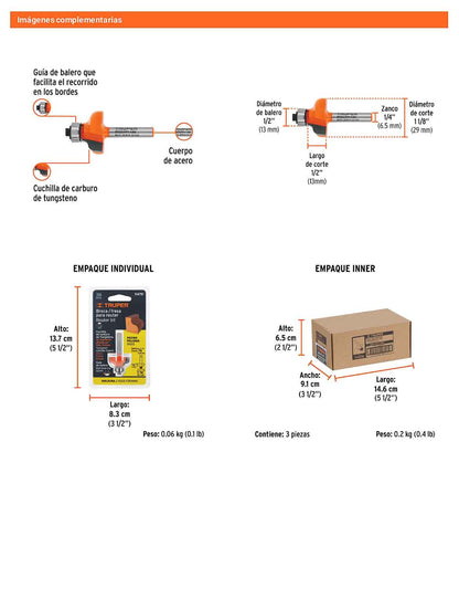 Broca para router pecho paloma 1-1/8"