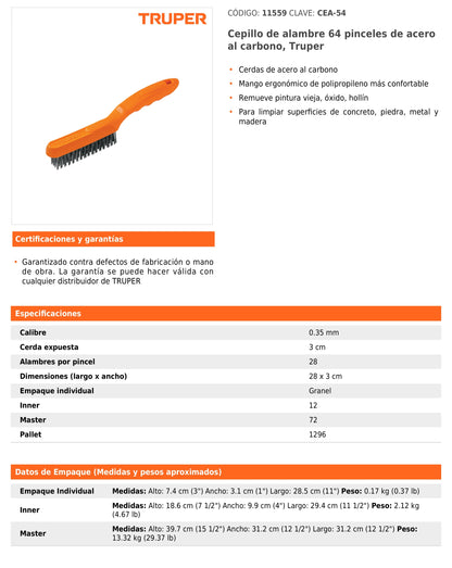 Cepillo de Alambre 64 Pinceles de Acero al Carbono