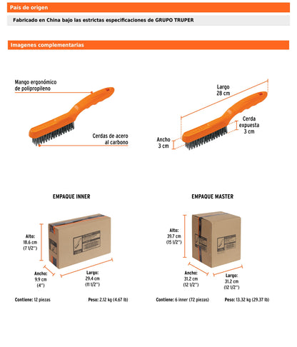 Cepillo de Alambre 64 Pinceles de Acero al Carbono