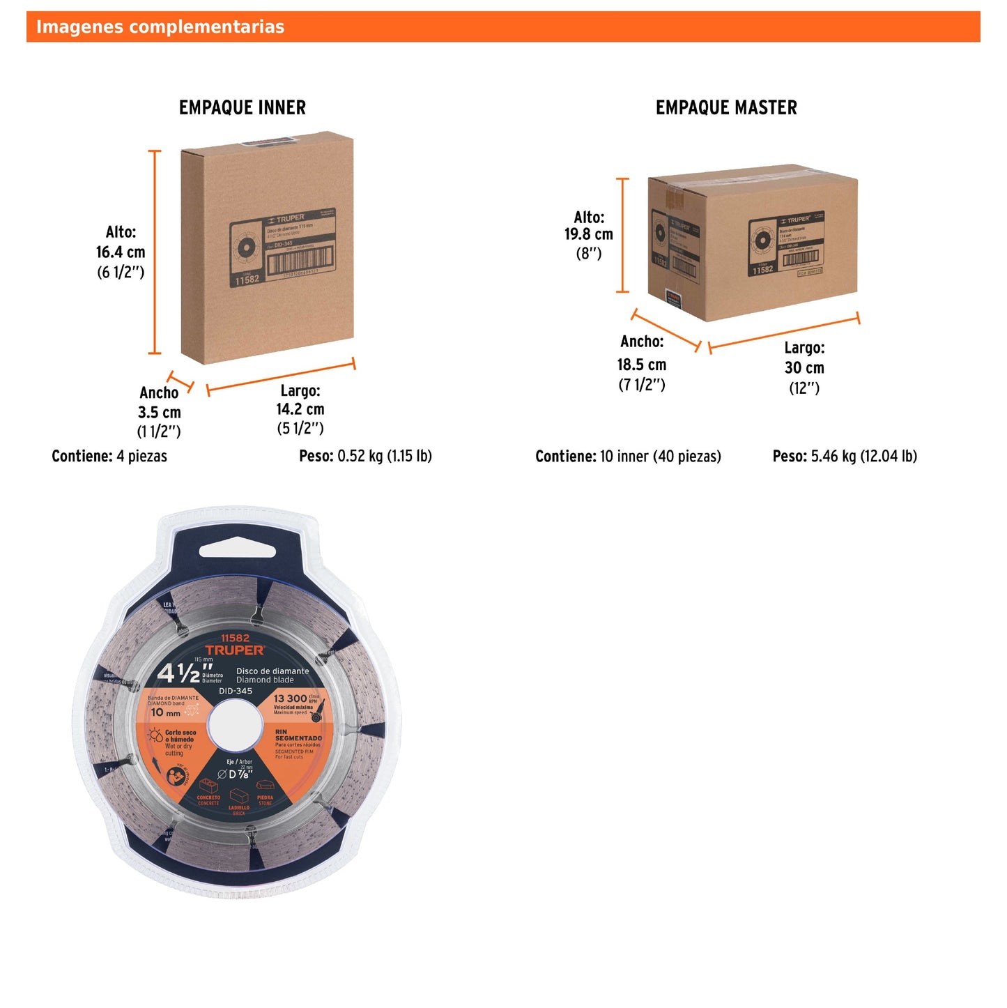 Disco de Diamante Rin Segmentado, Cortes Rápidos 4-1/2" x 2.1