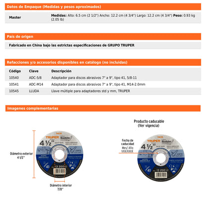 Discos abrasivos para corte extrafino de acero inoxidable