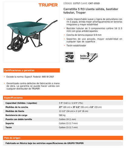 Carretilla Llanta Sólida de 5ft3