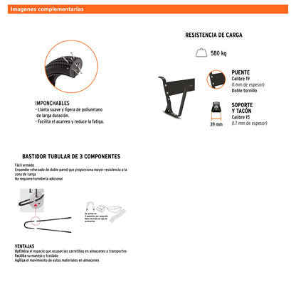 Carretilla Llanta Sólida de 5ft3