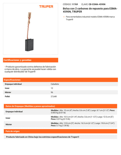 Ficha tecnica - 2 carbones para ESMA-4590N - SKU 11769