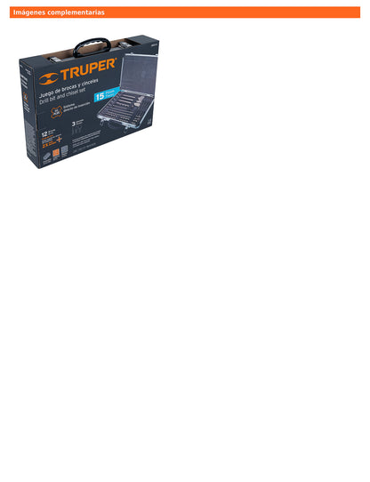 Juego de brocas y cinceles SDS Plus de 15 piezas con estuche de aluminio