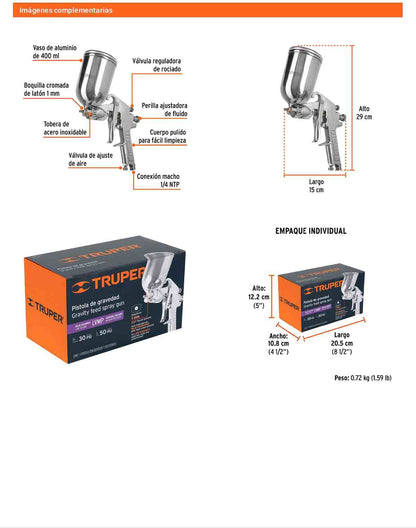 Pistola pintar LVMP 1 mm vaso aluminio