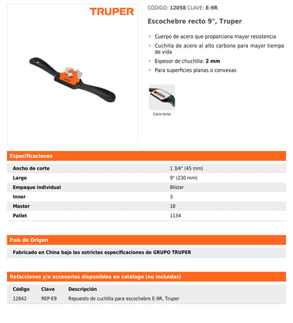 Cepillo Cacho Recto 9"