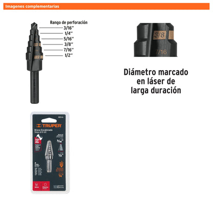 Broca Escalonada 3/16 1/2" 6 Escalones