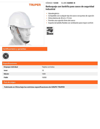 Barboquejo con Barbilla para Casco de Seguridad